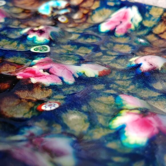 Vintage Mid Century Modern Enamel on Copper Millefiori Tray - Picture 5 of 9